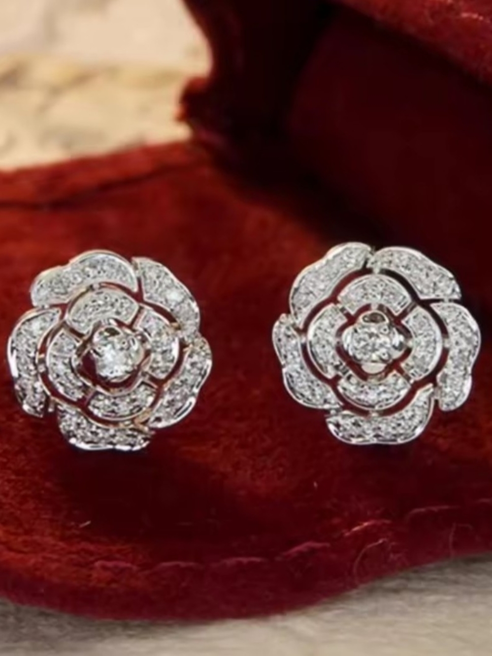 White Rhodium Swarovski Pavé Stud Earrings